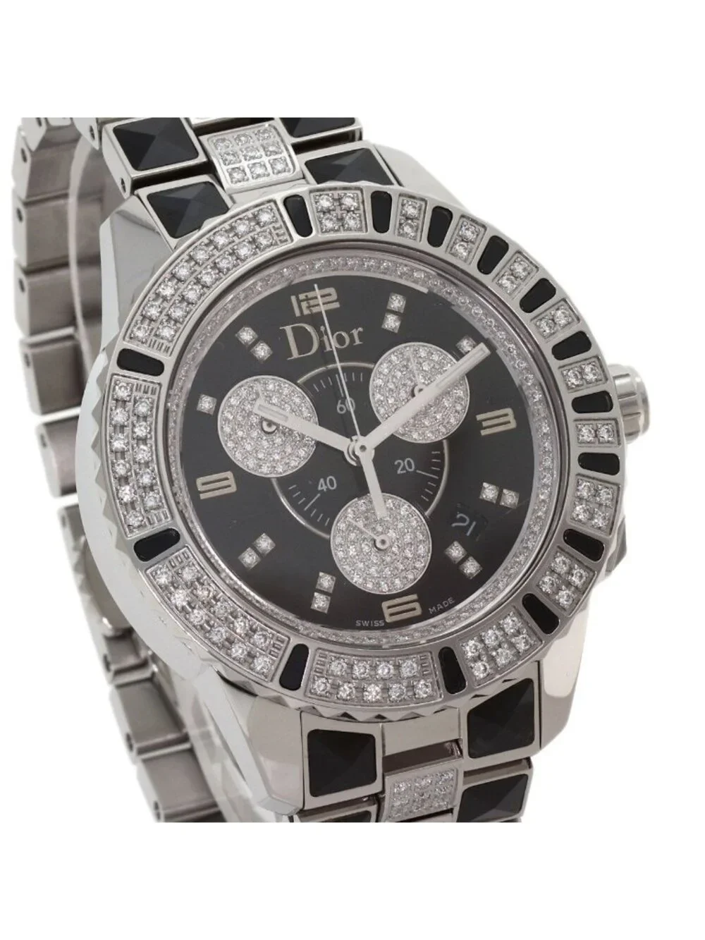 Dior Crystal Chronograph Diamond Watch SS
